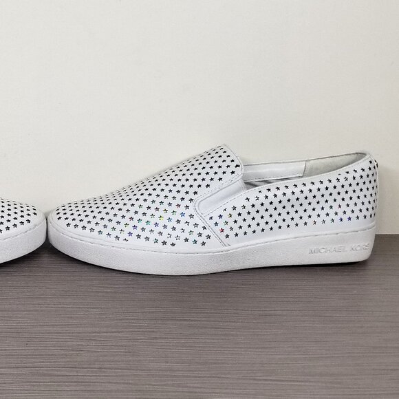 Michael Kors Perforated Star Leather Slip on shoes, White, Womens Size 10 M / 41 - Picture 8 of 12